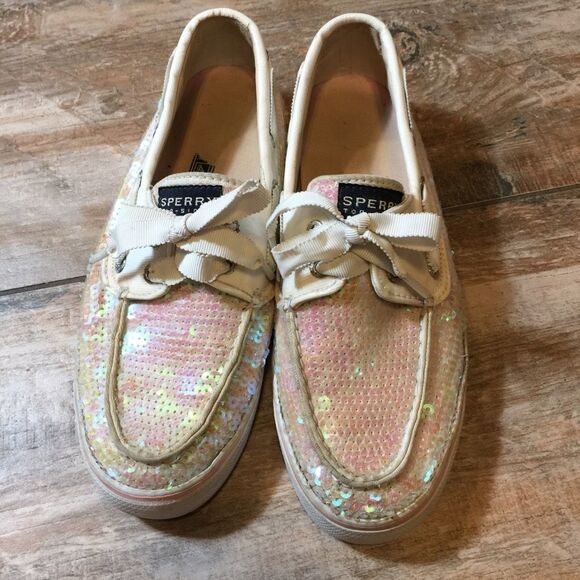 Sperry - White & Pink Sequined Boat Shoes!… - Picture 2 of 6
